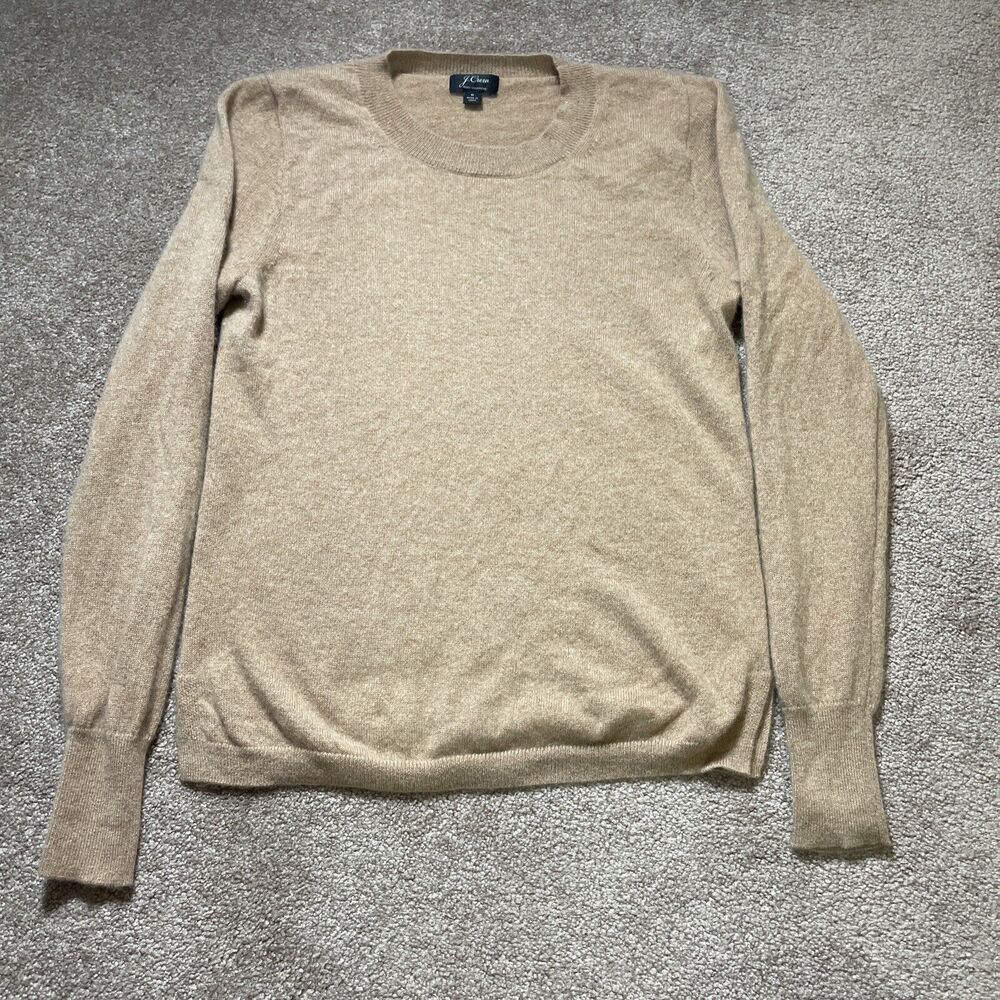 J. Crew Small Tan 100% Cashmere Crew Neck Sweater Pullover